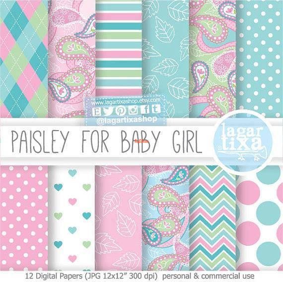 Paisley For Baby Girl Printable digital papers