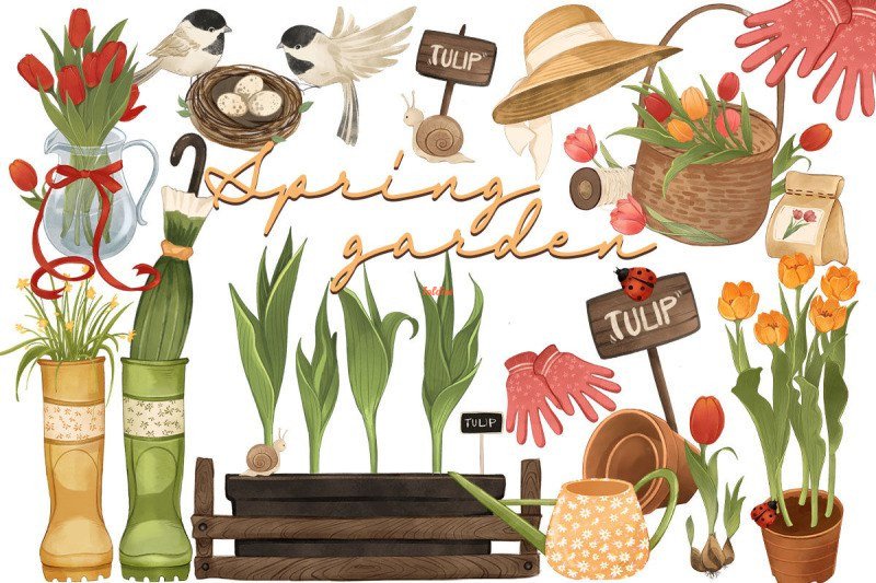 Spring garden clipart