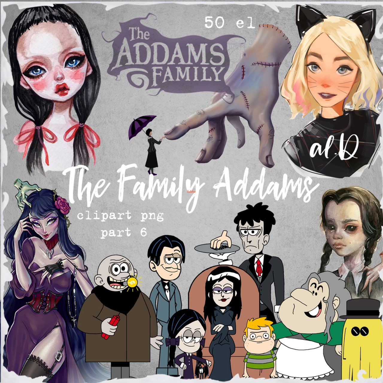 The Family Addams Halloween Watercolor Part 6