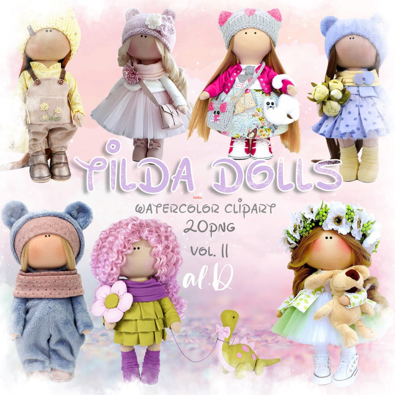 Cute Tilda Doll Clipart vol.11