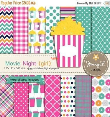 Movie Girl Digital Papers Set