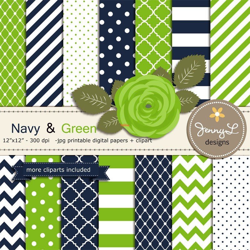 Navy & Green Papers set