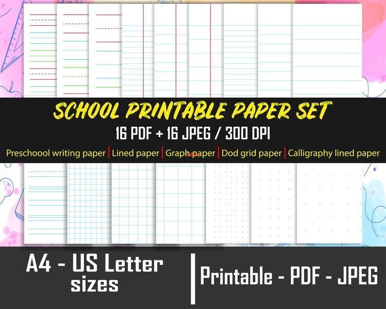 School Printable Paper Set