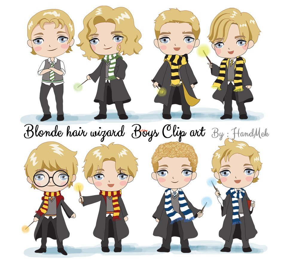 Blonde Hair Wizard Boys Clipart