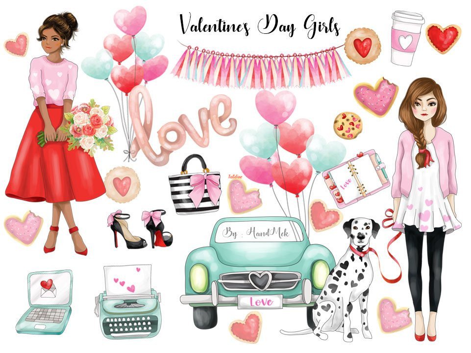 Valentines Days Girls Clipart