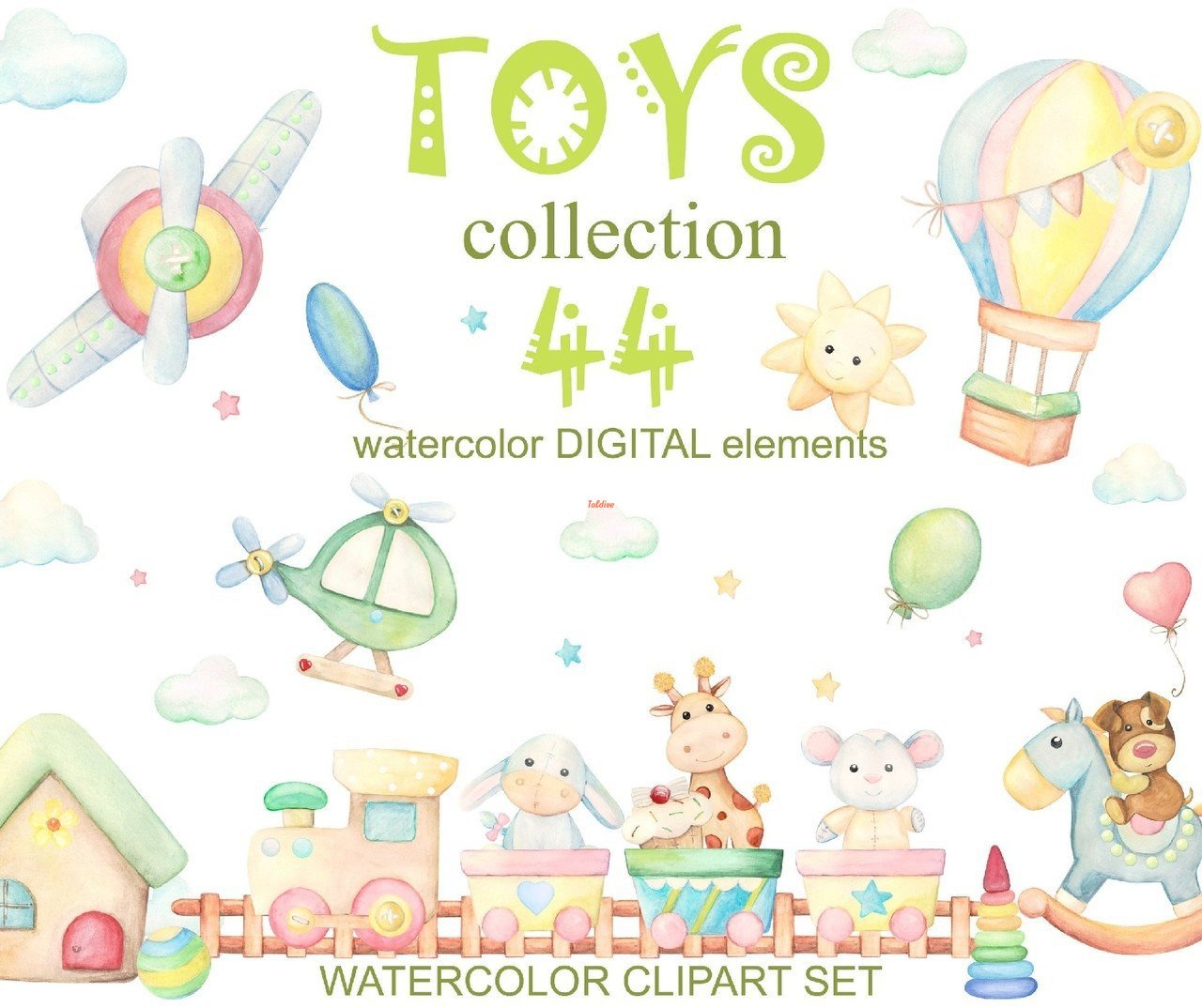 44 Toys collection Clipart Bundle