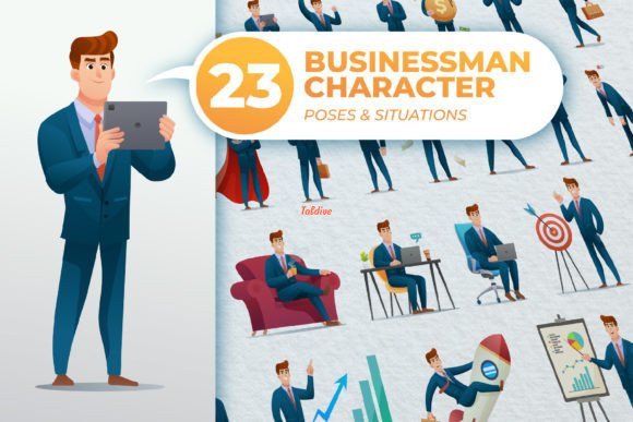 Businessman Character Illustration Set