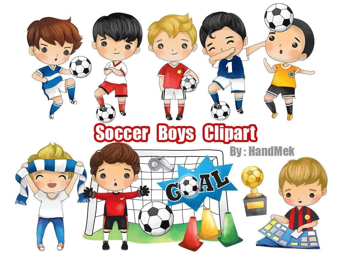 Football-Soccer boys team Illustration Clipart