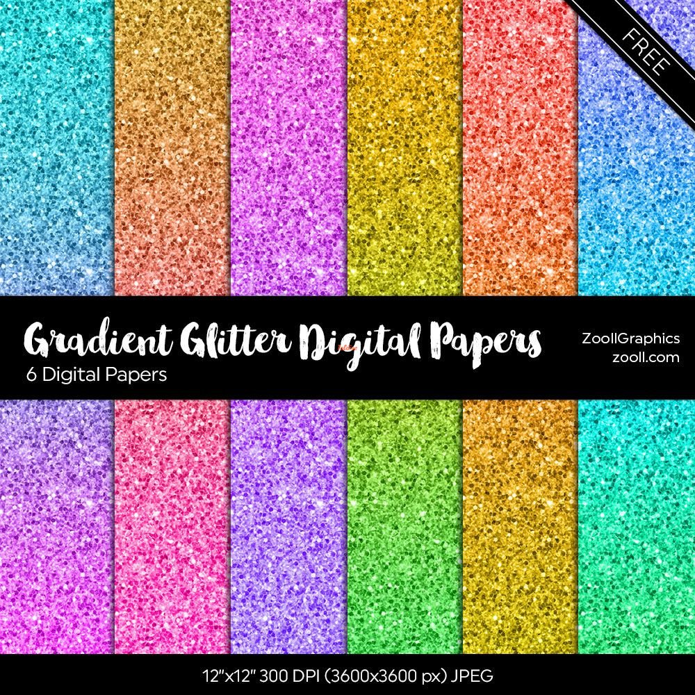 Gradient Glitter Digital Papers Set