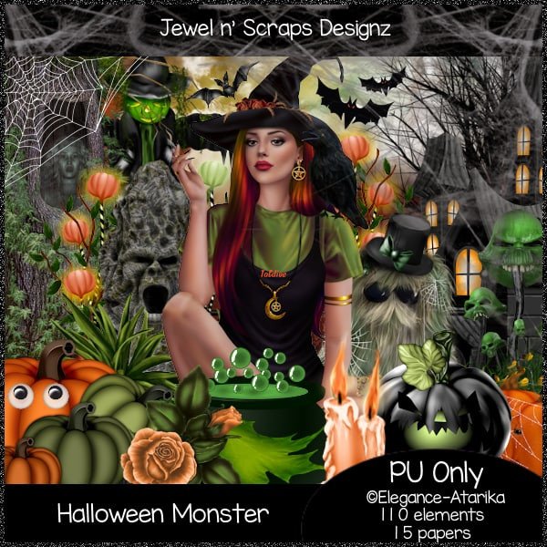 Halloween Monster Watercolor Illustration Kit