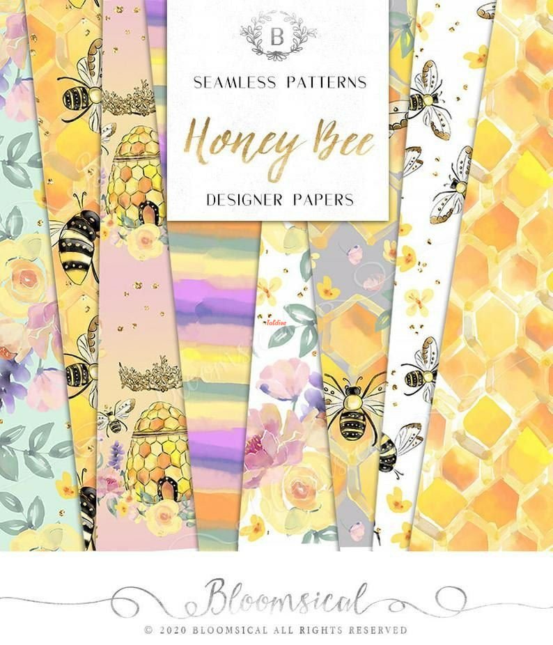 Honey Bee Printable Digital Papers