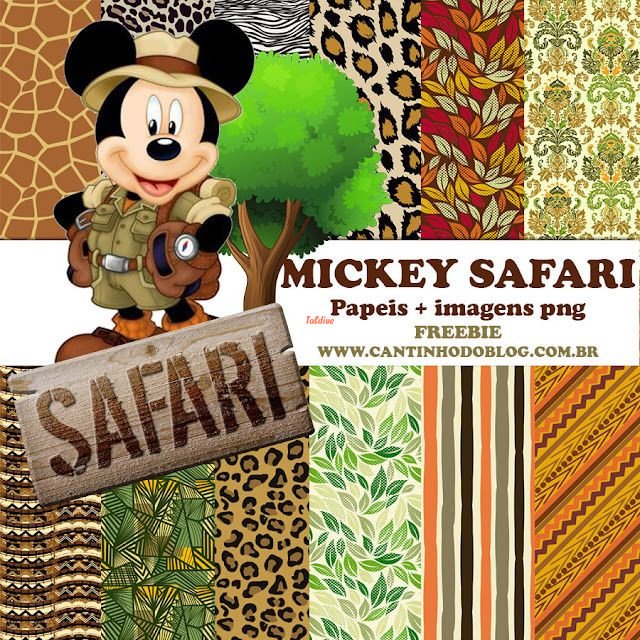 Mickey safari Printable digital Papers Set