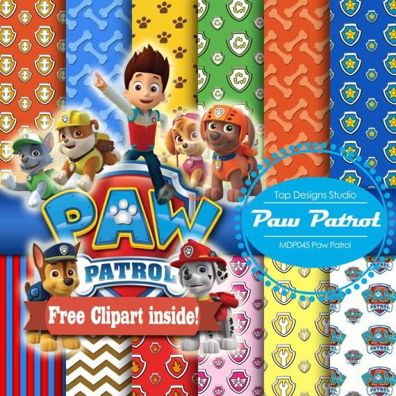 Paw Patrol Digital Papers and Clipart Set 2