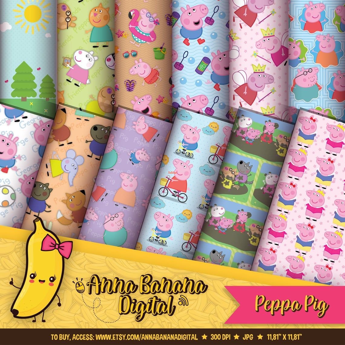 Banana Pattern Printable digital Papers