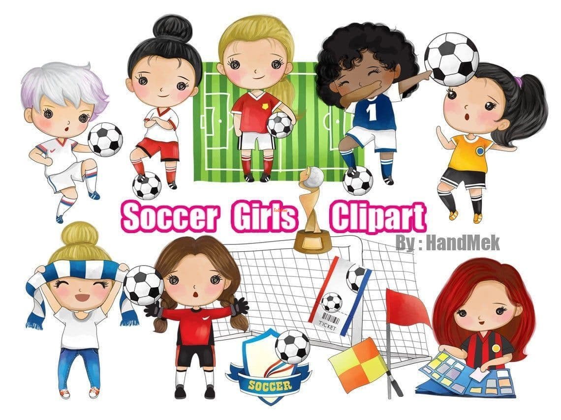 Soccer girls Illustration Clipart