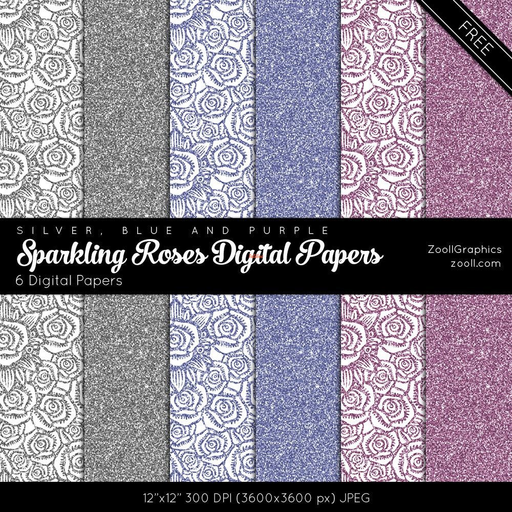 Sparkling Roses Digital Papers