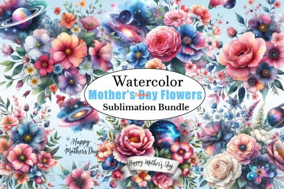 Mother's Day Flowers Watercolor Sublimation