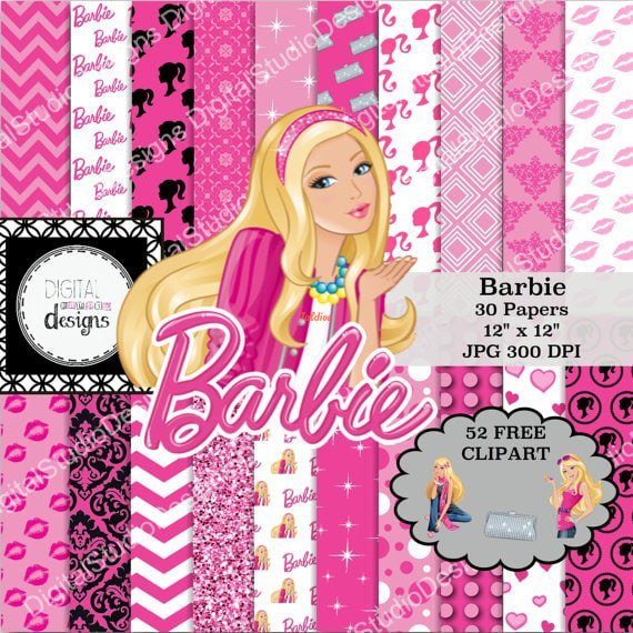 Barbie Doll Printable Digital Paper Pack