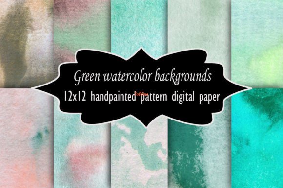 Green watercolor backgrounds paper set