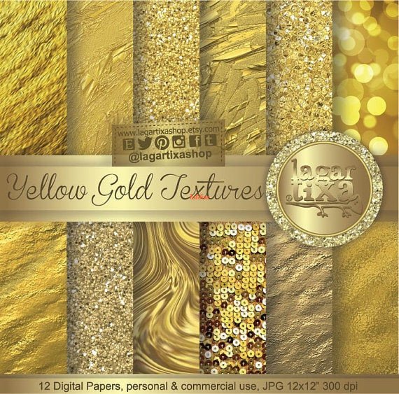 Yellow Gold Glitter Textures