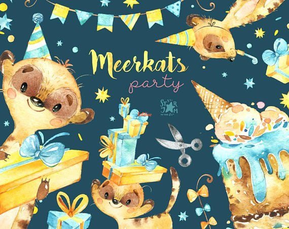 Meerkats Cats party Clipart