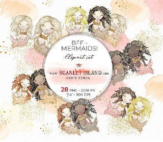 BFF Mermaid Clipart Set