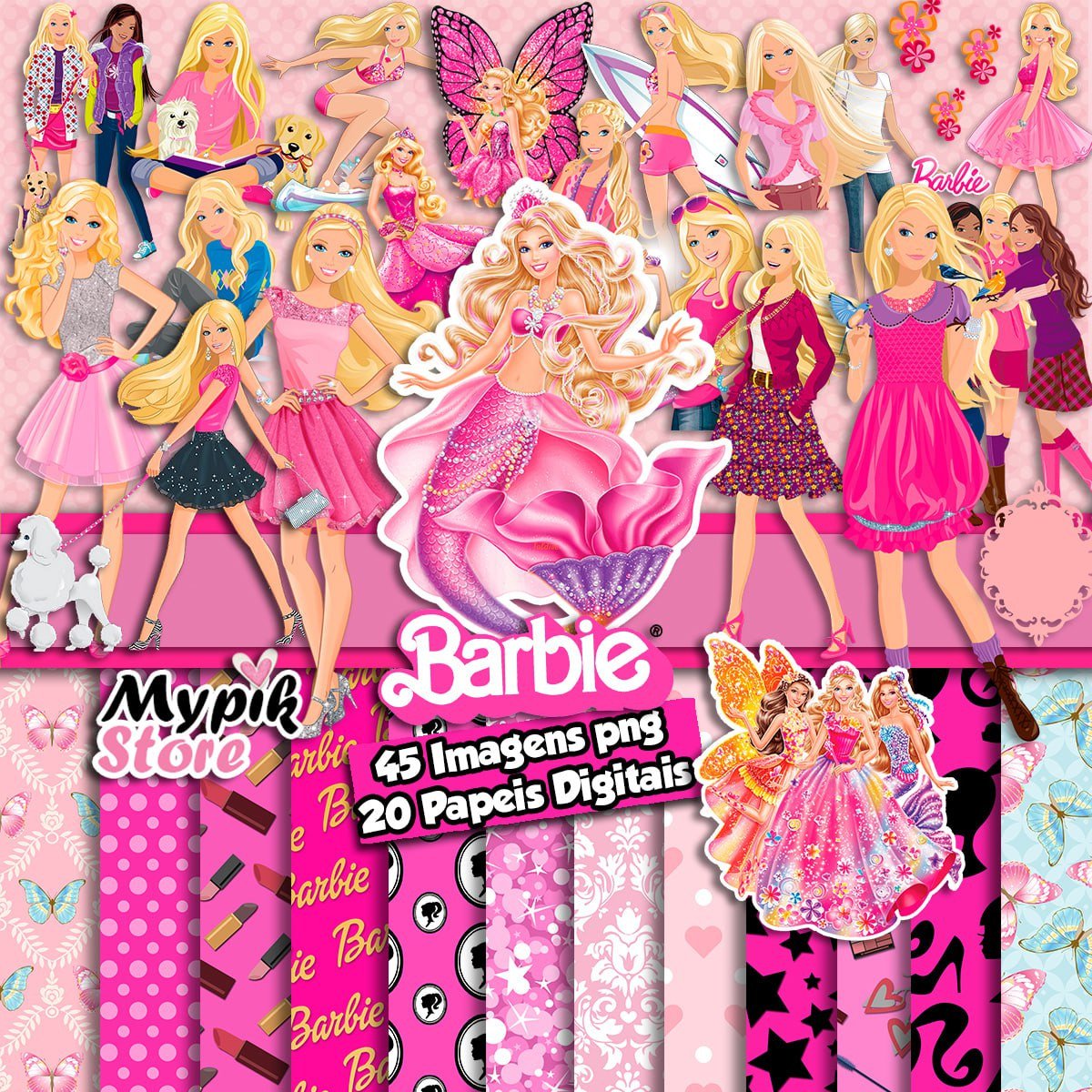 Beautiful Barbie Girl Paper & Clipart kit