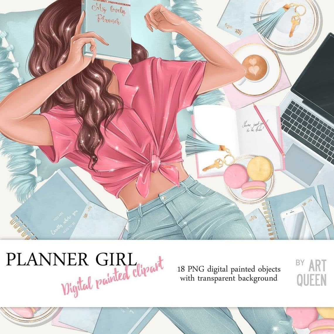 Planner Girl Watercolor Sublimation