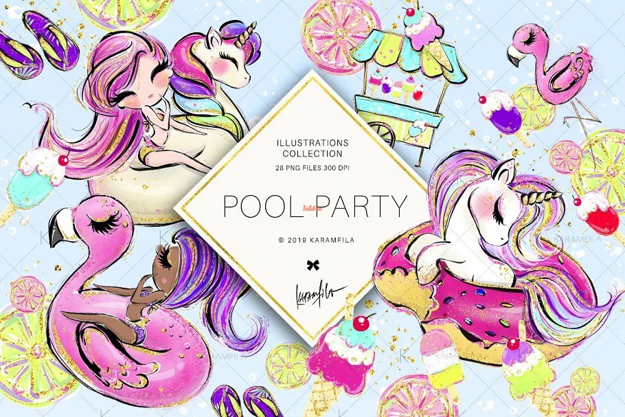 Pool Party Cliparts