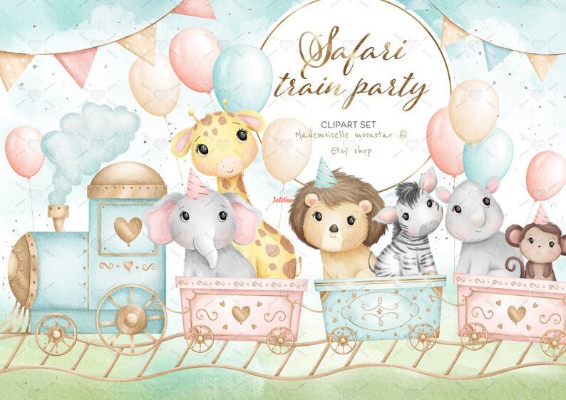 Safari Train Party Clipart