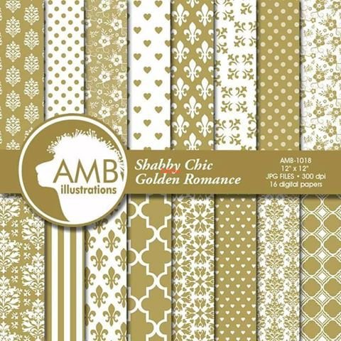 Golden Romance Digital Papers