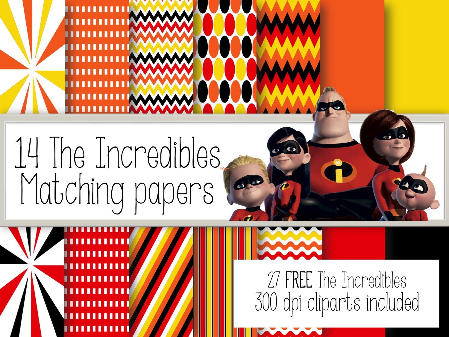 THE INCREDIBLES DIGITAL PAPERS & CLIPART