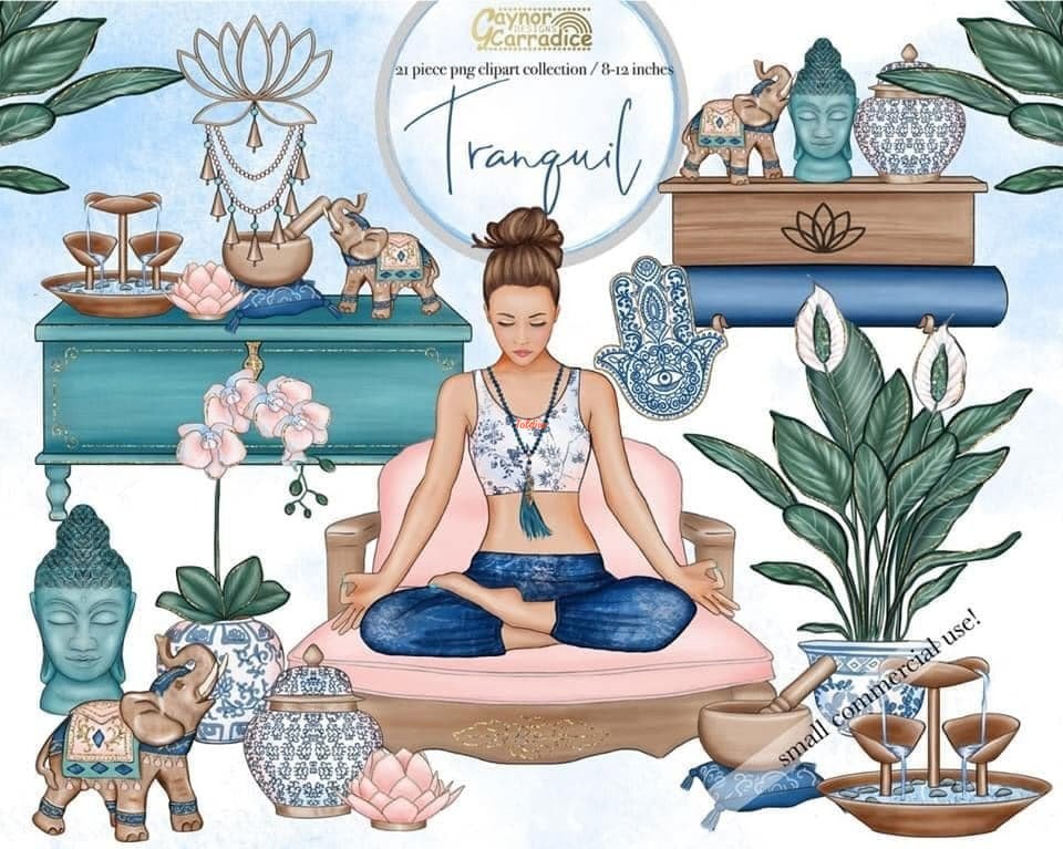 Tranquil yoga room clipart