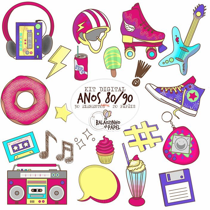 80s & 90s Music Illustration Clipart