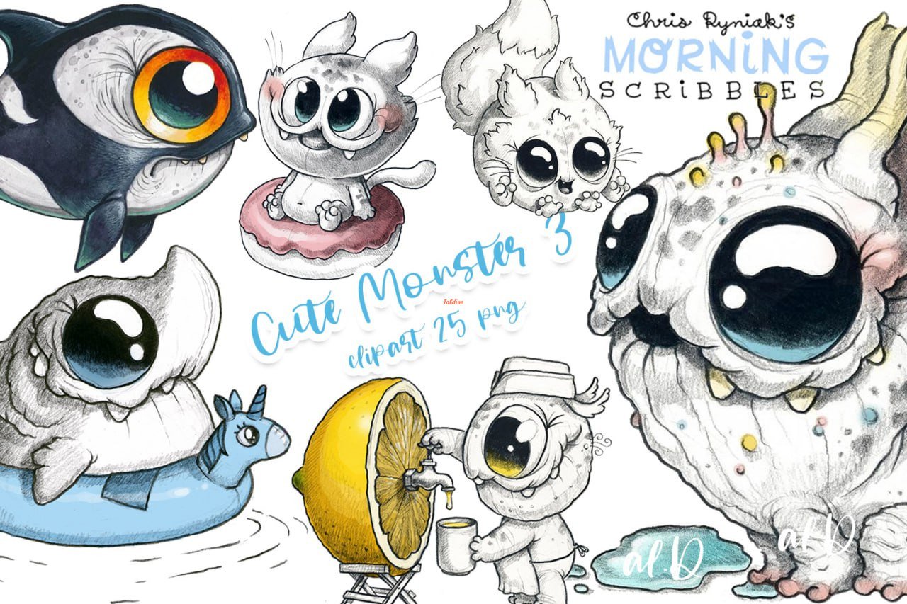 Cute Monsters Clipart Set 3