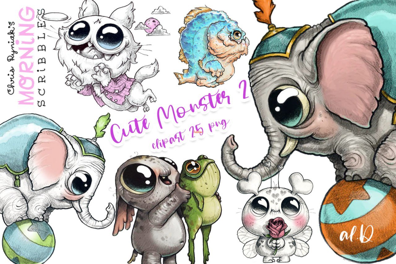 Cute Monsters Clipart Set 2