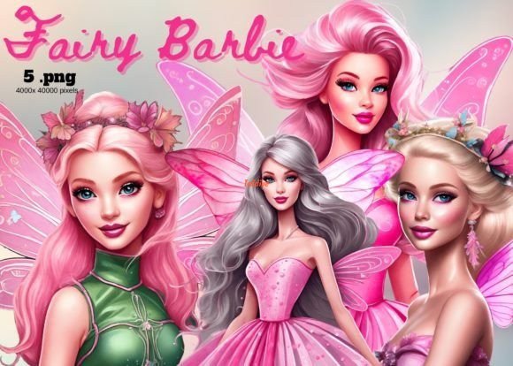 Fairy Barbie sublimation Watercolor Clipart