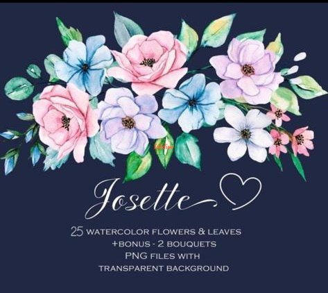 Josette Watercolor Flowers Clipart