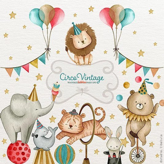 Vintage Circus Kit Sublimation Clipart Bundle