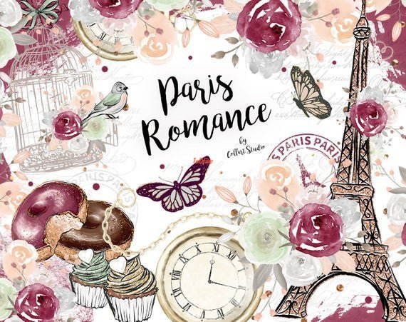 Paris Romance Watercolor Clipart