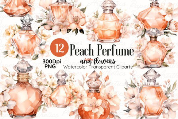 Peach Perfume and Flowers Watercolor Kit