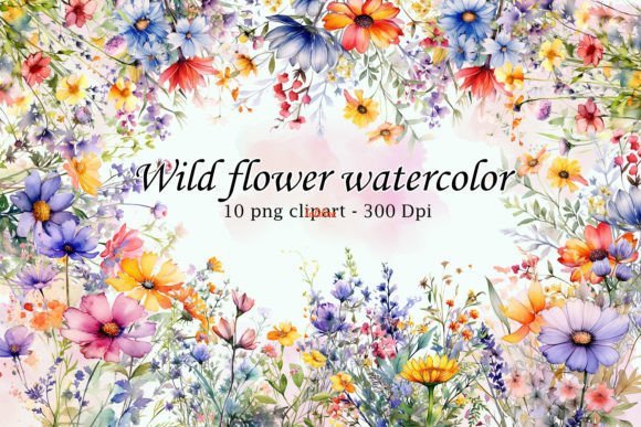 Wild Flower watercolor Clipart Pack