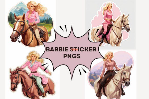 10 Barbie Stickers PNG