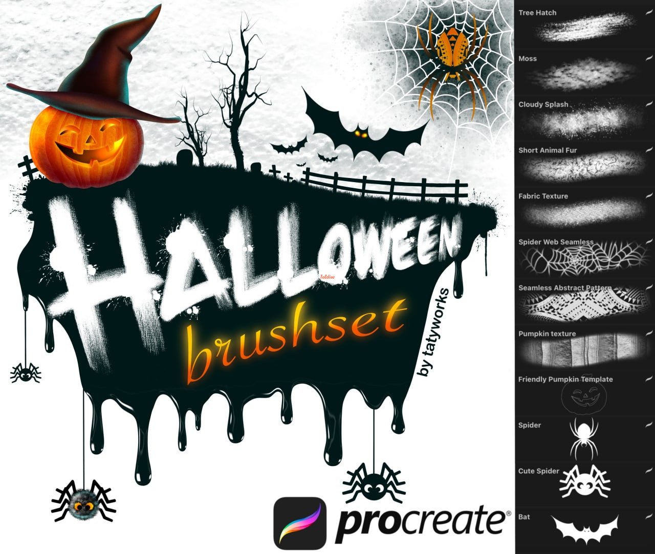 Halloween Brushes for Procreate brushset