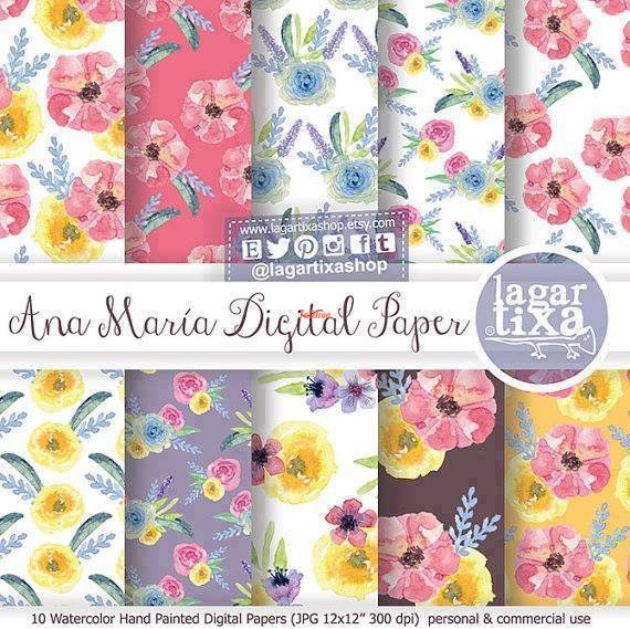 Cute Floral Digital Paper Pack