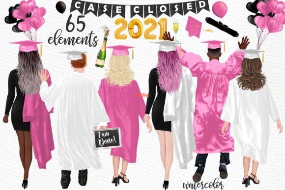 Graduate students White-Gowns Watercolor Clipart