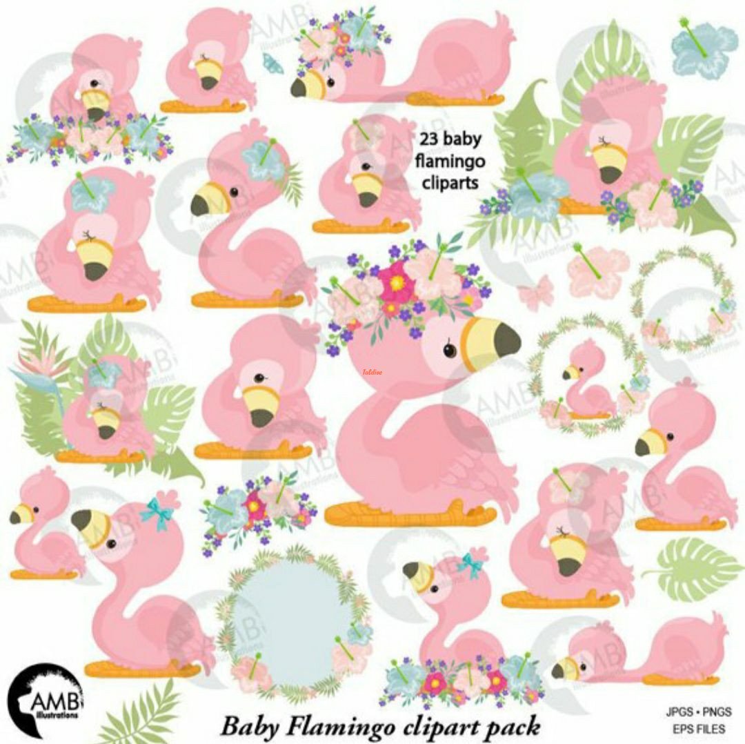 BABY FLAMINGO CLIPART PACK