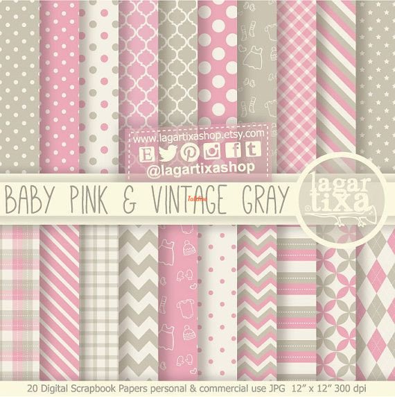 Baby Pink Gray Printable Patterns