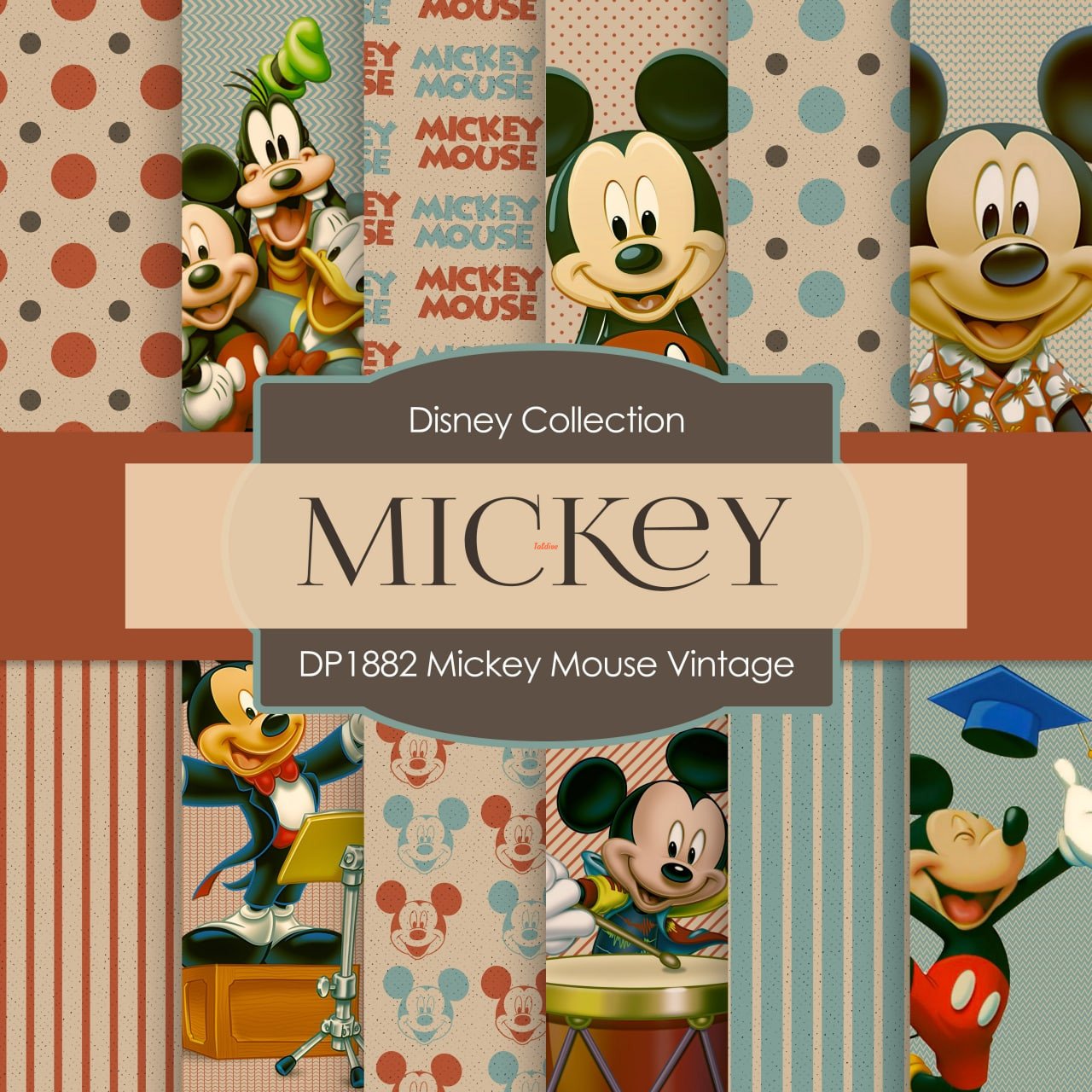 Mickey Mouse Vintage Papers and Clipart