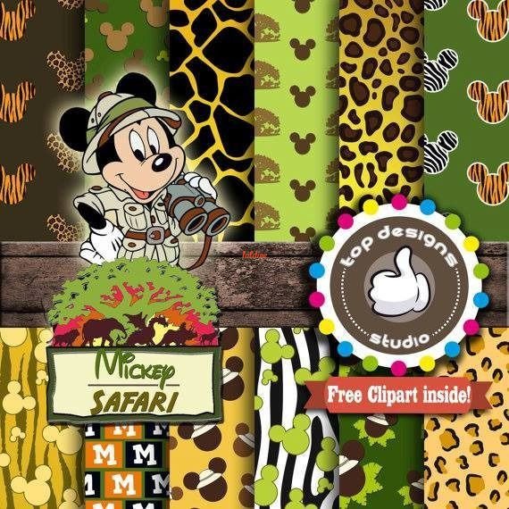 Mickey Mouse Safari Digital Paper Set